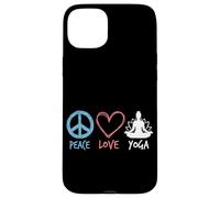 Custodia per iPhone 15 Plus Peace Love Yoga Meditazione Zen Retro Lotus