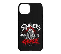 Custodia per iPhone 15 Plus Peccatori salvati da Grace Christian Skeleton Efesini 2:8