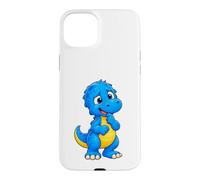 Custodia per iPhone 15 Plus Pensa il simpatico dinosauro T-Rex blu