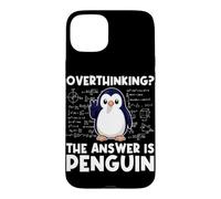 Custodia per iPhone 15 Plus Pensare troppo La risposta è Penguin Divertente Insegnante di Matematica