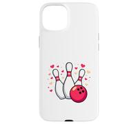 Custodia per iPhone 15 Plus PER L'AMORE DEL BOWLING. SFERA CARTOONE, SPILLE E CUORI