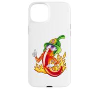 Custodia per iPhone 15 Plus Piccante vigile del fuoco peperoncino fumetto divertente fuoco eroe disegno