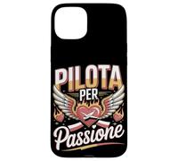 Custodia per iPhone 15 Plus Pilota Per Passione Cuore Aereo Ali Fuoco