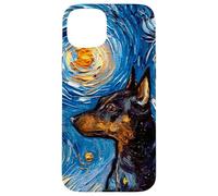 Custodia per iPhone 15 Plus Pinscher miniatura Starry Night Dog Min Pin Art by Aja