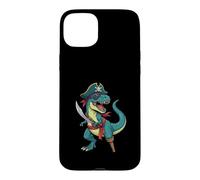 Custodia per iPhone 15 Plus Pirate Dinosaur T Rex - Costume pirata Buccaneer Jolly Roger