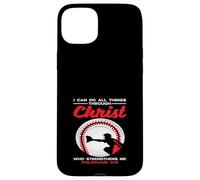 Custodia per iPhone 15 Plus Posso fare tutte le cose attraverso Cristo Baseball Faith