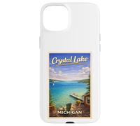 Custodia per iPhone 15 Plus Poster vintage Michigan Crystal Lake Up North MI Travel Art