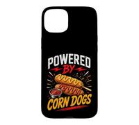 Custodia per iPhone 15 Plus Powered By Funny Corn Dogs Saying Humor Joke Gag