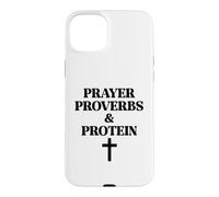 Custodia per iPhone 15 Plus Prayer Warrior Proverbs & Protein Shakes Jesus Weights Faith