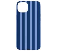 Custodia per iPhone 15 Plus Preppy Verticale Mirtillo Girly A Righe Blu Navy