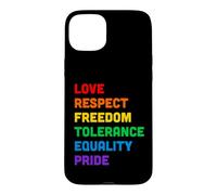 Custodia per iPhone 15 Plus Pride Love Equality Rainbow LGBTQ Parole colorate