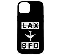 Custodia per iPhone 15 Plus Progettazione del codice di viaggio del percorso dell'aereo LAX SFO