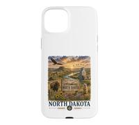 Custodia per iPhone 15 Plus Progettazione di viaggi del paesaggio della prateria dell'acquerello del Nord Dakota