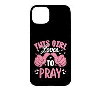 Custodia per iPhone 15 Plus Questa ragazza ama pregare divertente fede religiosa