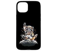 Custodia per iPhone 15 Plus Raccoon Astronaut On The Moon With Rocket Retro Space Iconic