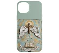 Custodia per iPhone 15 Plus Radicato nell'amore di Dio Cristo Cross Wings Bibbia