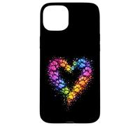 Custodia per iPhone 15 Plus Rainbow Paw Heart Colorful Dog & Cat Lover Pet Art