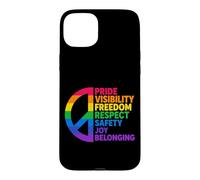 Custodia per iPhone 15 Plus Rainbow Peace Pride Visibilità Libertà Rispetto