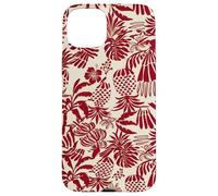 Custodia per iPhone 15 Plus Red Tropical Pineapple Palm Leaf Aloha Summer Pattern