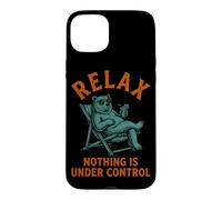 Custodia per iPhone 15 Plus Relax Niente è sotto controllo Orso Pensatore Umorismo Dicendo