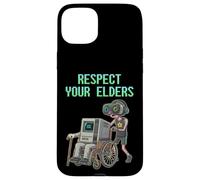 Custodia per iPhone 15 Plus Respect Your Elders Retro Computer Gamer Boy Funny VR Gaming