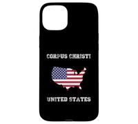 Custodia per iPhone 15 Plus Retro Corpus Christi Stati Uniti Distressed Stati Uniti