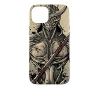 Custodia per iPhone 15 Plus Retro giapponese Mech Anime Mecha Samurai Vintage Kanji