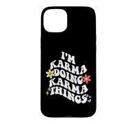 Custodia per iPhone 15 Plus Retro Groovy Im KARMA Doing KARMA Things Divertente Festa della mamma