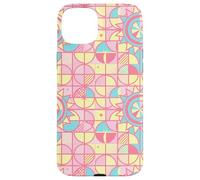 Custodia per iPhone 15 Plus Retro Pink and Yellow Geometric Floral Pattern Girly Pastel