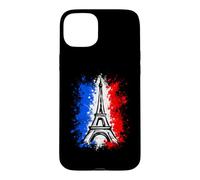 Custodia per iPhone 15 Plus Retro Silhouette Eiffel Tower Paris France Travel Souvenir