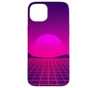 Custodia per iPhone 15 Plus Retro Sunset Horizon Minimal Synthwave Paesaggio