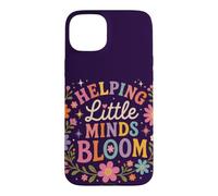 Custodia per iPhone 15 Plus Retro Teacher Helping Little Minds Bloom Floral Citazione