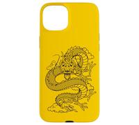 Custodia per iPhone 15 Plus Retro Vintage Zodiac Lunar New Year Black Chinese Dragon