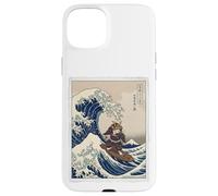 Custodia per iPhone 15 Plus Samurai Cat Surf La Grande Onda Off Kanagawa Ukiyo-e Art