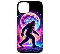 Custodia per iPhone 15 Plus Sasquatch Bigfoot Vaporwave Synthwave Retro Forest Moon anni '80