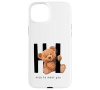 Custodia per iPhone 15 Plus Say Hi Nice to Meet You, Lovely Teddy Bear Graphic Designs