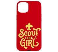 Custodia per iPhone 15 Plus Scout Like A Girl Fleur De Lis BSA Cub Scouts Typography