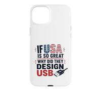 Custodia per iPhone 15 Plus Se gli Stati Uniti sono così grandi perché USB Retro Humor Coder Tech America