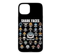 Custodia per iPhone 15 Plus Shark Faces Ocean Shark Amante Marine Tipi di squalo Divertente