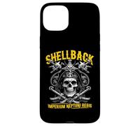 Custodia per iPhone 15 Plus Shellback Equator Crossing, teschio da pirata, design nautico