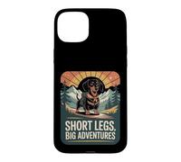 Custodia per iPhone 15 Plus Short Legs Big Adventures Bassotto Trekking Montagna