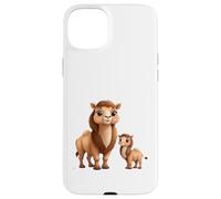 Custodia per iPhone 15 Plus Simpatico design a forma di cammello con mamma e bambino