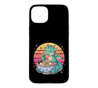 Custodia per iPhone 15 Plus Simpatico drago kawaii che mangia ramen noodles design