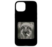 Custodia per iPhone 15 Plus Smoking German Shepherd Dog Meme Cigarette Grunge Beanie
