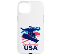 Custodia per iPhone 15 Plus Snowboard USA Sostenere la squadra Snowboard bandiera USA