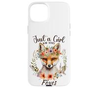 Custodia per iPhone 15 Plus Solo una ragazza che ama volpi e fiori per ragazze amanti della volpe
