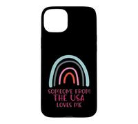 Custodia per iPhone 15 Plus Someone From The USA Loves Me Rainbow