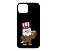 Custodia per iPhone 15 Plus Souvenir dell'America del 4 luglio degli Stati Uniti d'America di Bald Eagle Burger patriottico