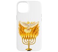Custodia per iPhone 15 Plus Spirito Santo Fuoco Menorah Shavuot Pentecoste