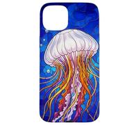Custodia per iPhone 15 Plus Stained Glass Jellyfish Mosaic Art Ocean Creature